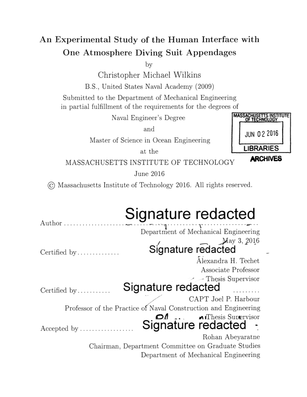 Signature Redacted a Uthor