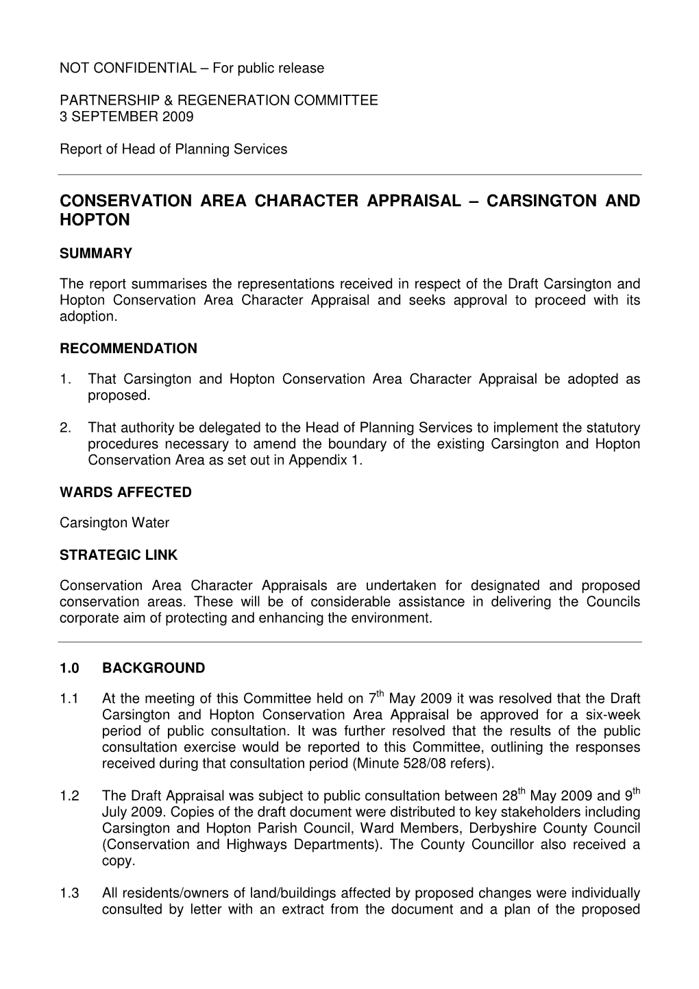 Conservation Area Character Appraisal – Carsington and Hopton