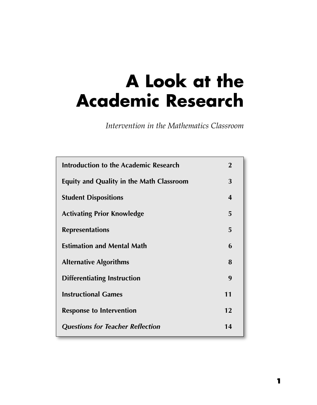 A Look at the Academic Research