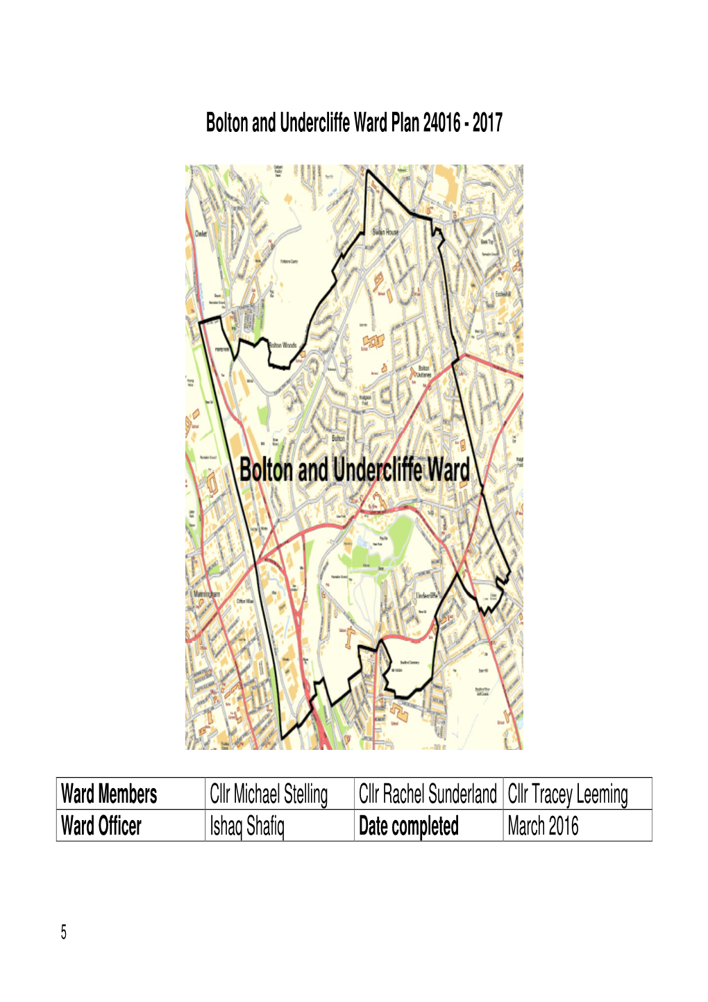 Bolton and Undercliffe Ward Plan 24016 - 2017