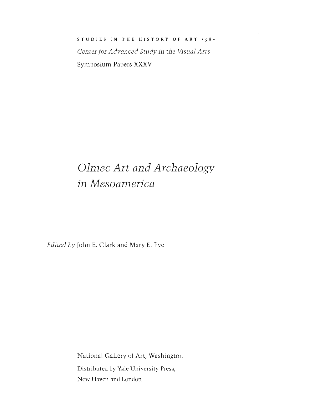 Olmec Art and Archaeology in Mesoamerica