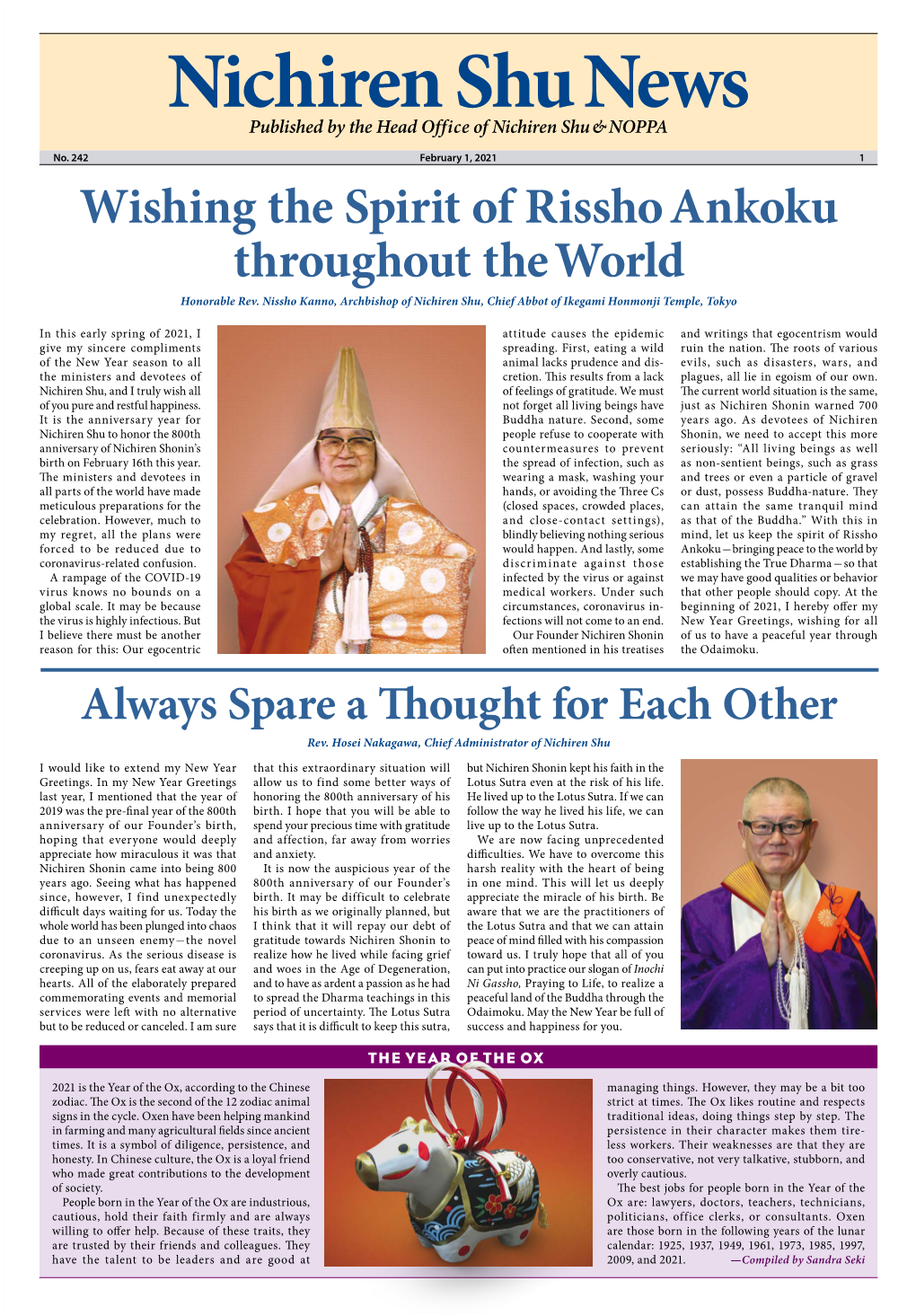 Nichiren Shu News Published by the Head Office of Nichiren Shu & NOPPA