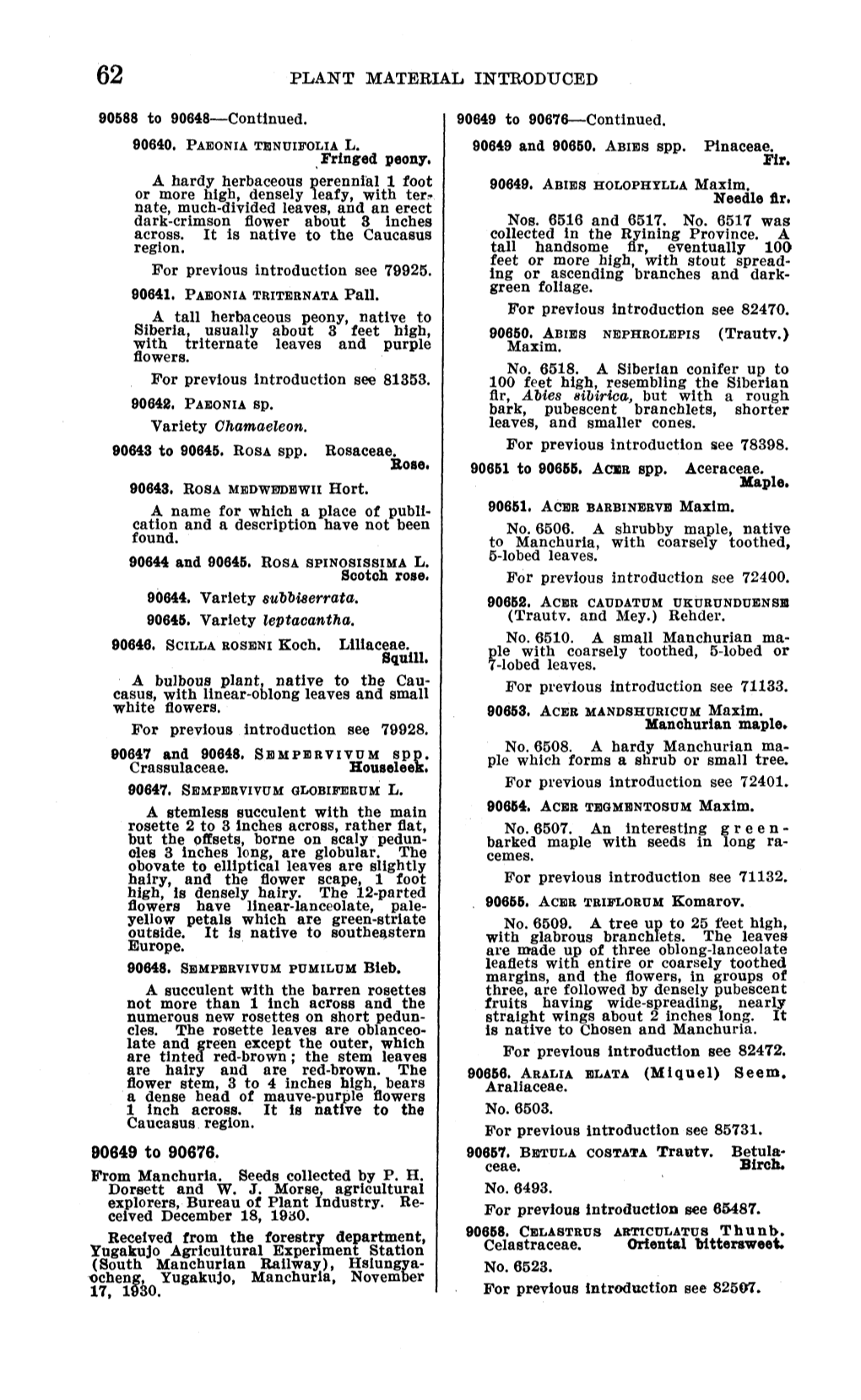 PLANT MATERIAL INTRODUCED 90588 to 90648—Continued