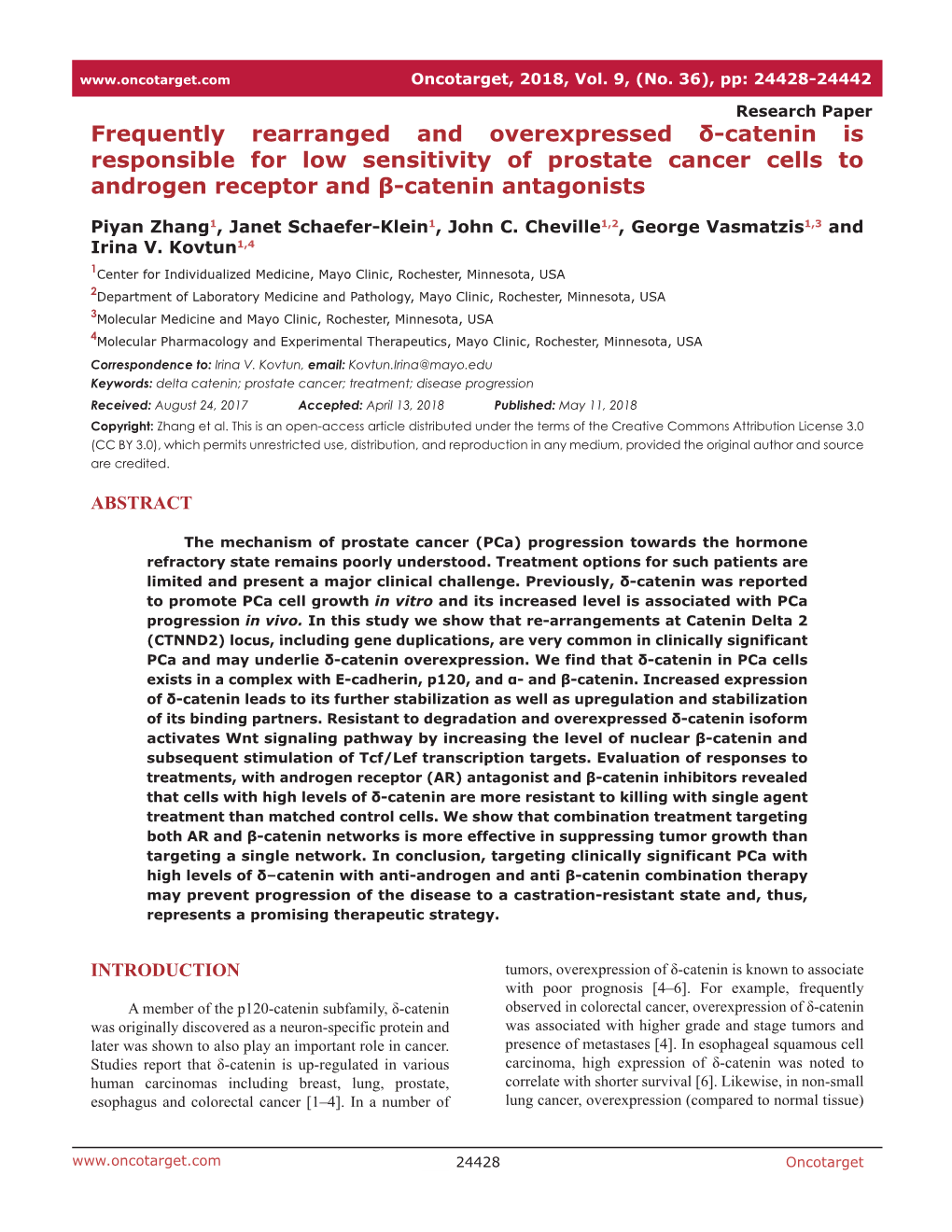 Frequently Rearranged and Overexpressed Δ-Catenin Is Responsible for Low Sensitivity of Prostate Cancer Cells to Androgen Receptor and Β-Catenin Antagonists