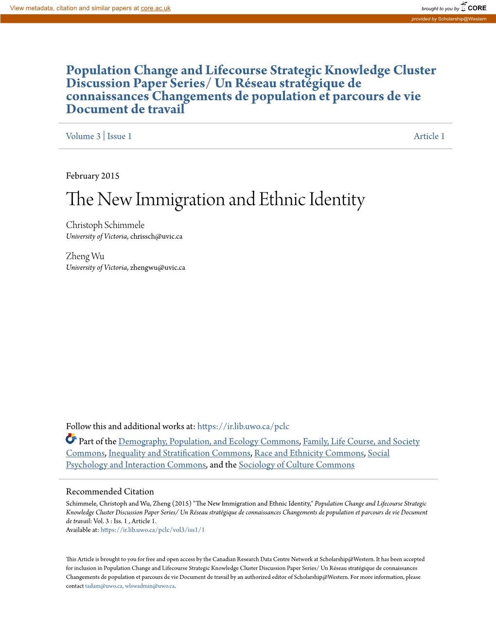 The New Immigration and Ethnic Identity