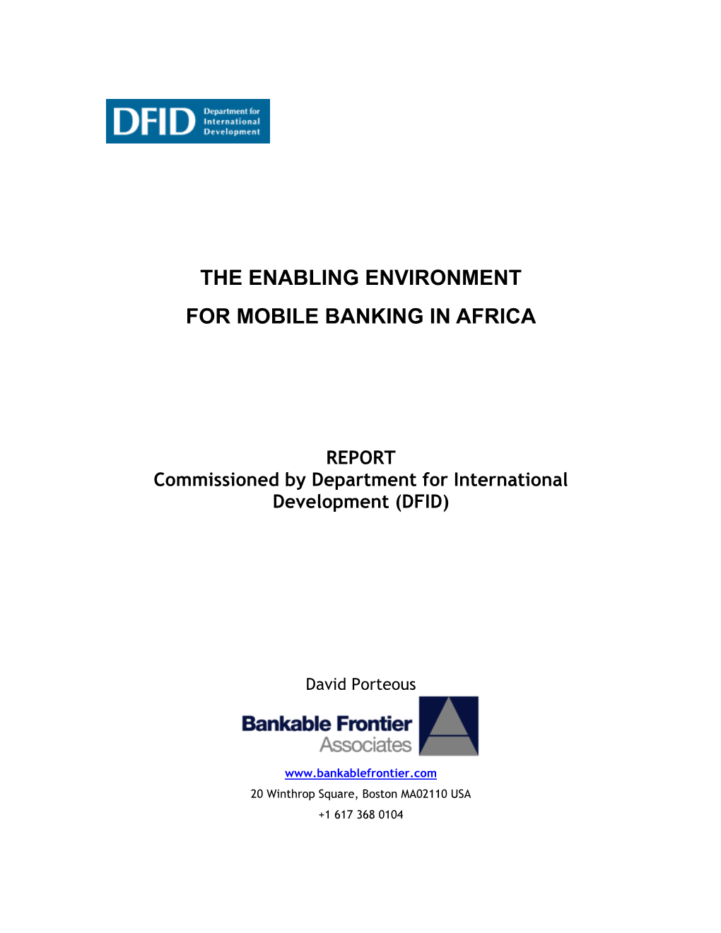 Enabling Environment for Cell Phone Banking in Africa