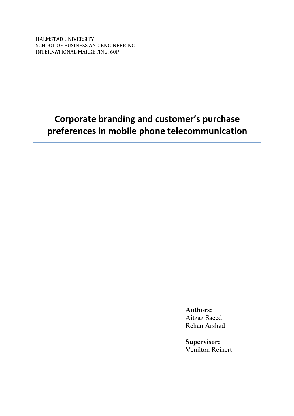 Corporate Branding and Customer's Purchase Preferences in Mobile