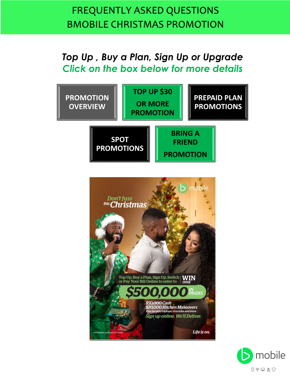 Frequently Asked Questions Bmobile Christmas Promotion