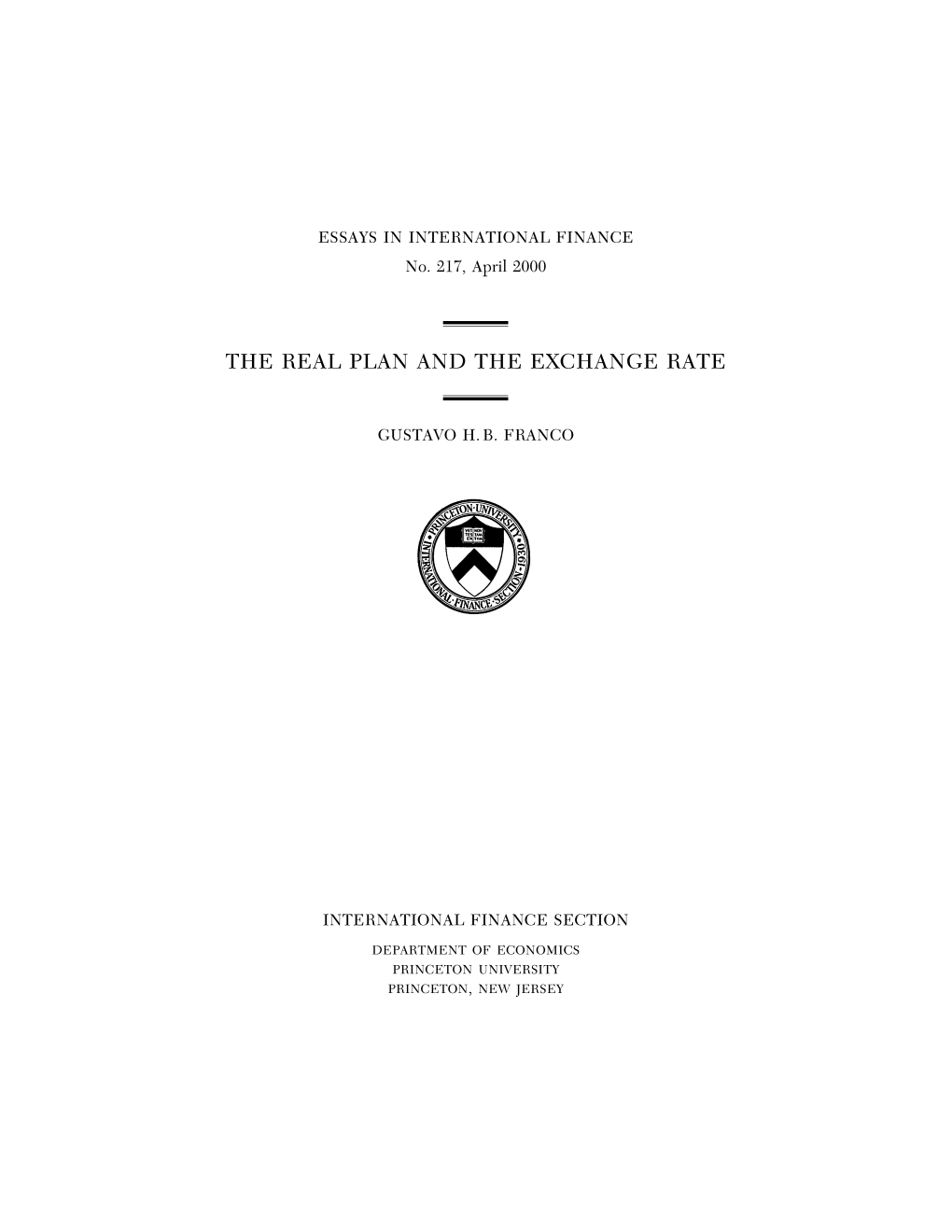 The Real Plan and the Exchange Rate / Gustavo H.B