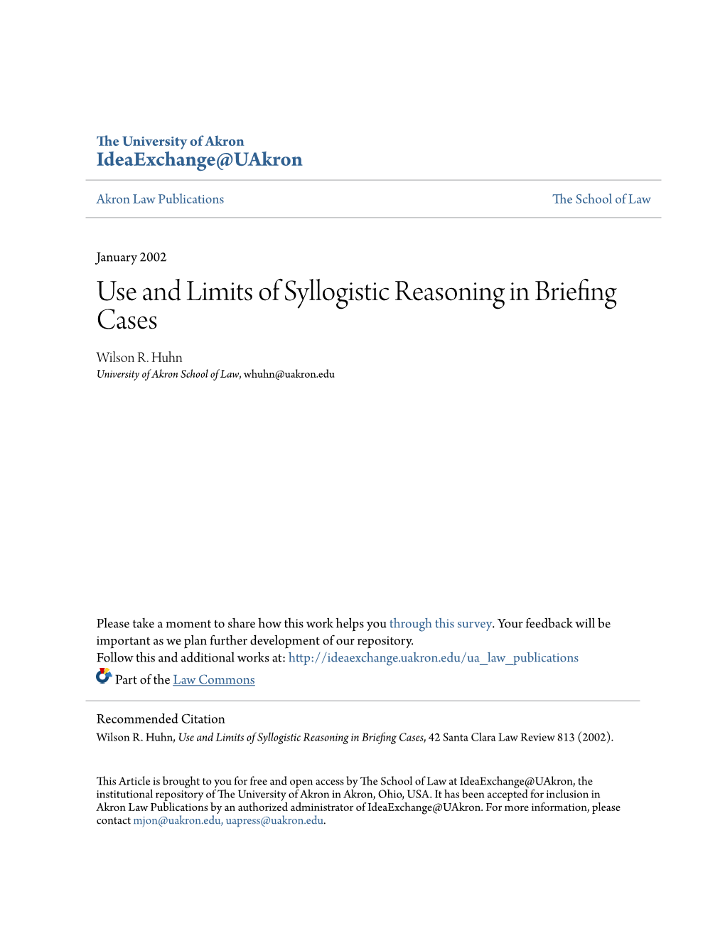 Use and Limits of Syllogistic Reasoning in Briefing Cases Wilson R