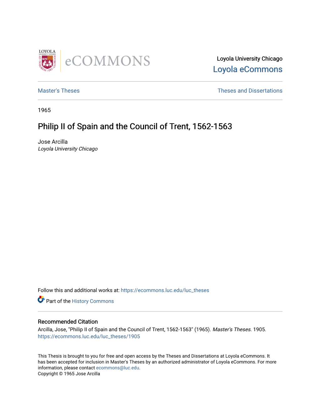Philip II of Spain and the Council of Trent, 1562-1563