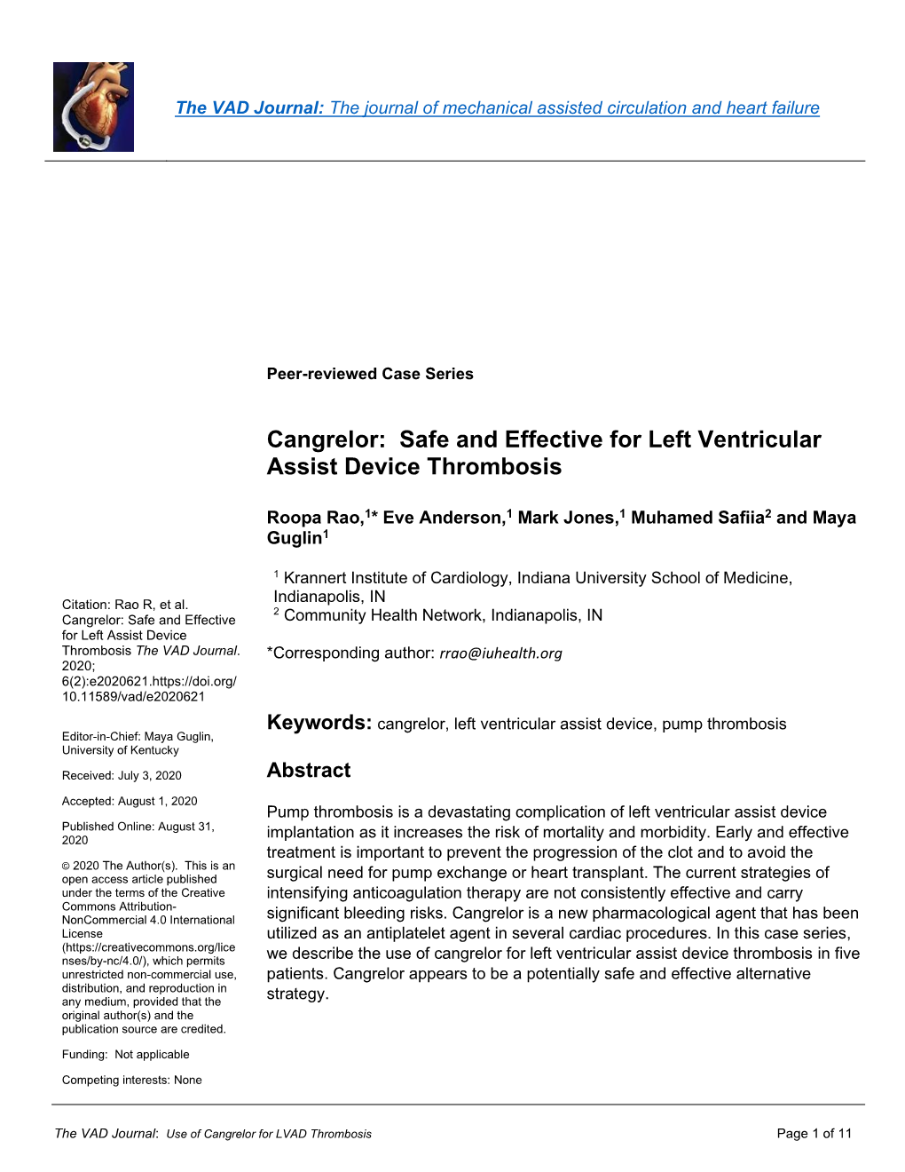 Cangrelor: Safe and Effective for Left Ventricular Assist Device Thrombosis