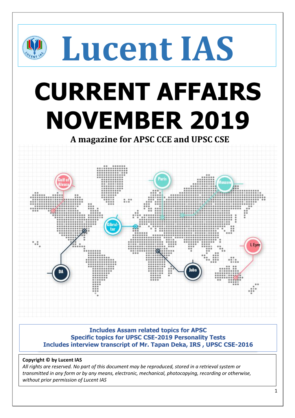 NOVEMBER 2019 a Magazine for APSC CCE and UPSC CSE
