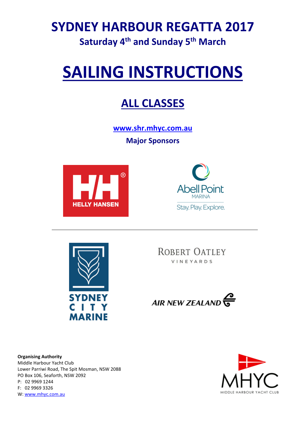 Sailing Instructions