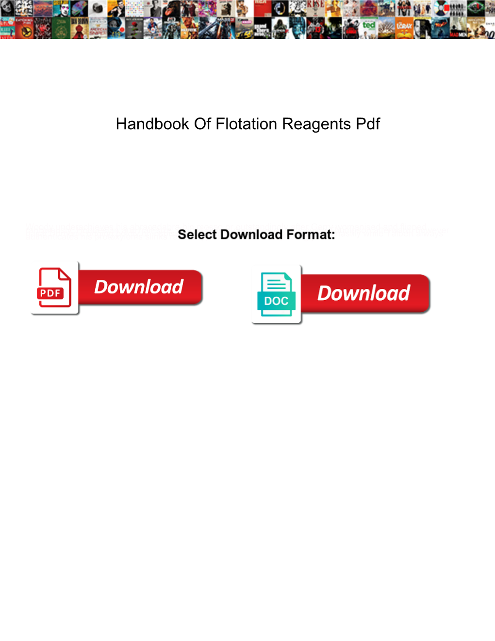 Handbook of Flotation Reagents Pdf