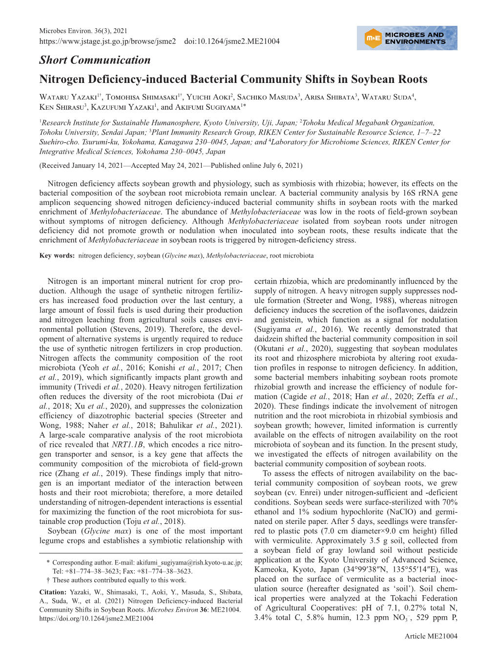 Nitrogen Deficiency-Induced Bacterial Community Shifts in Soybean Roots