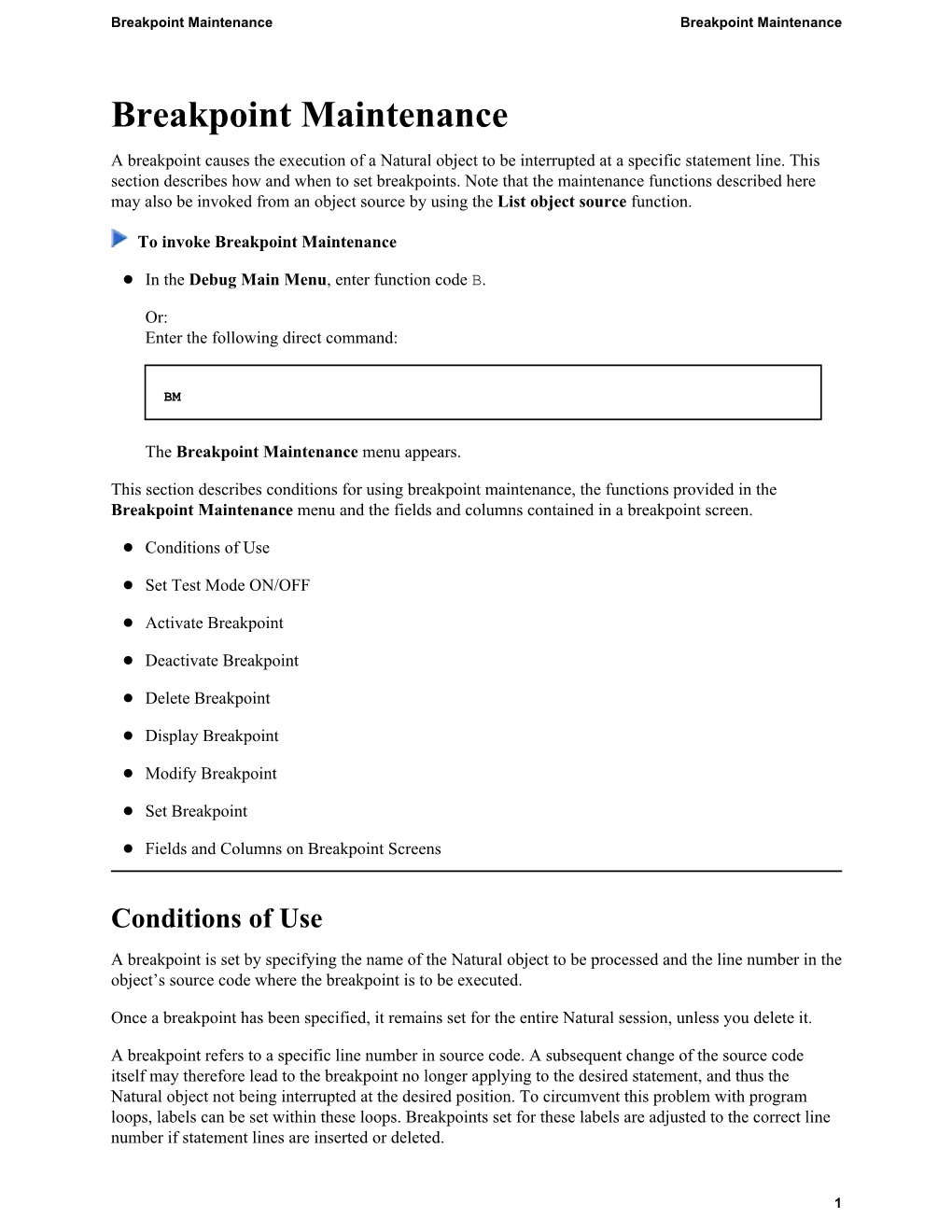 Breakpoint Maintenance Breakpoint Maintenance