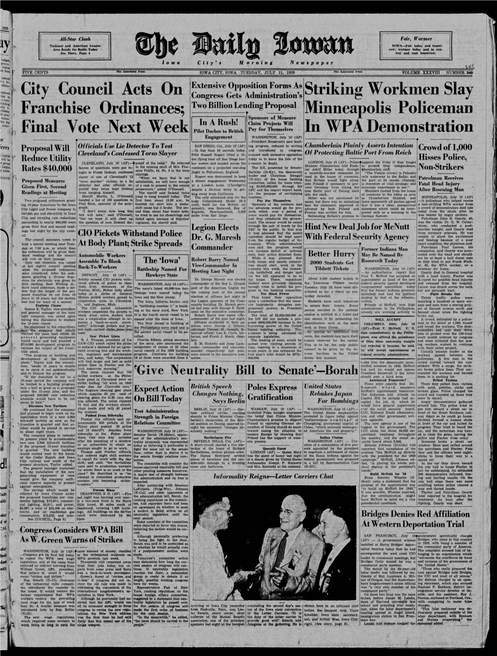 Daily Iowan (Iowa City, Iowa), 1939-07-11