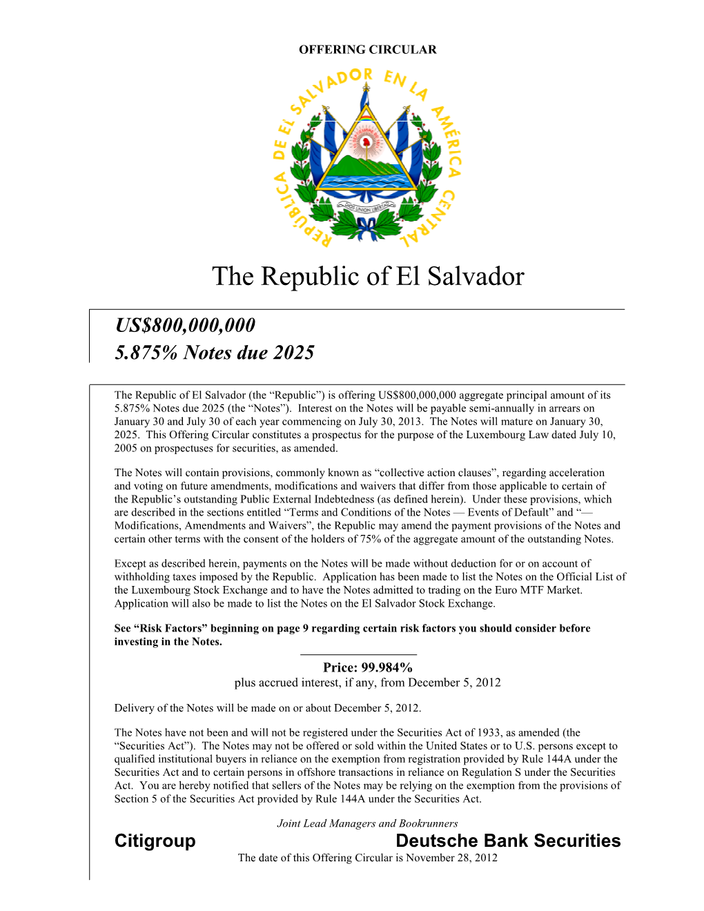 The Republic of El Salvador