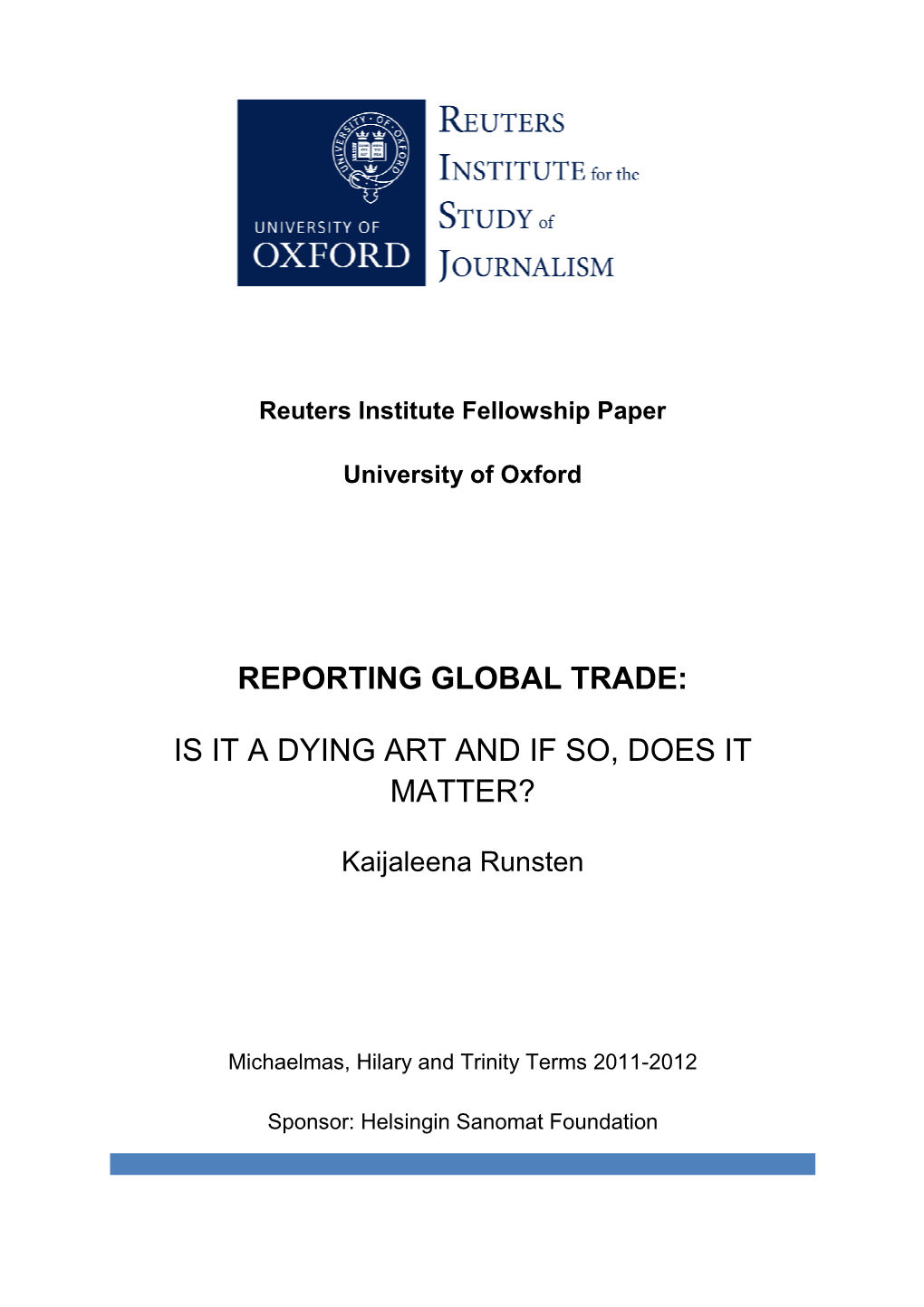 Reporting Global Trade
