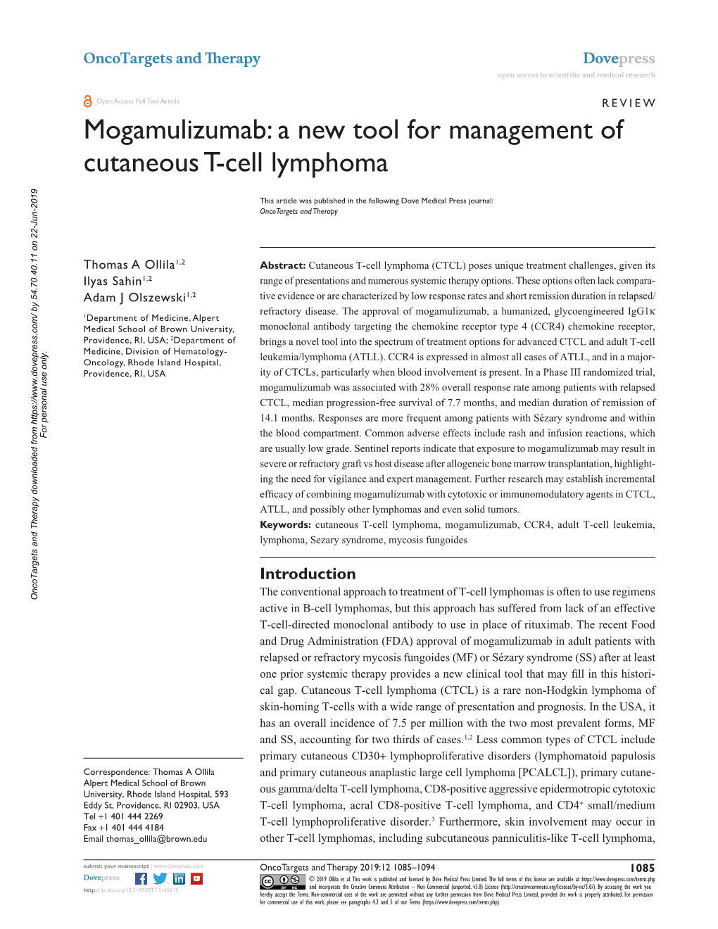 A New Tool for Management of Cutaneous T-Cell Lymphoma