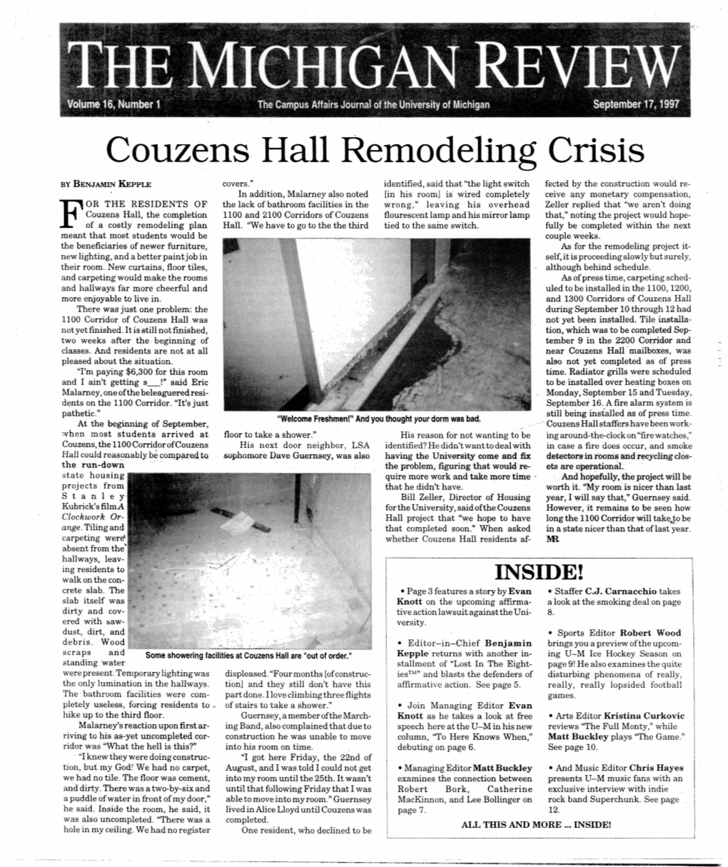 Couzens Hall Remodeling Crisis