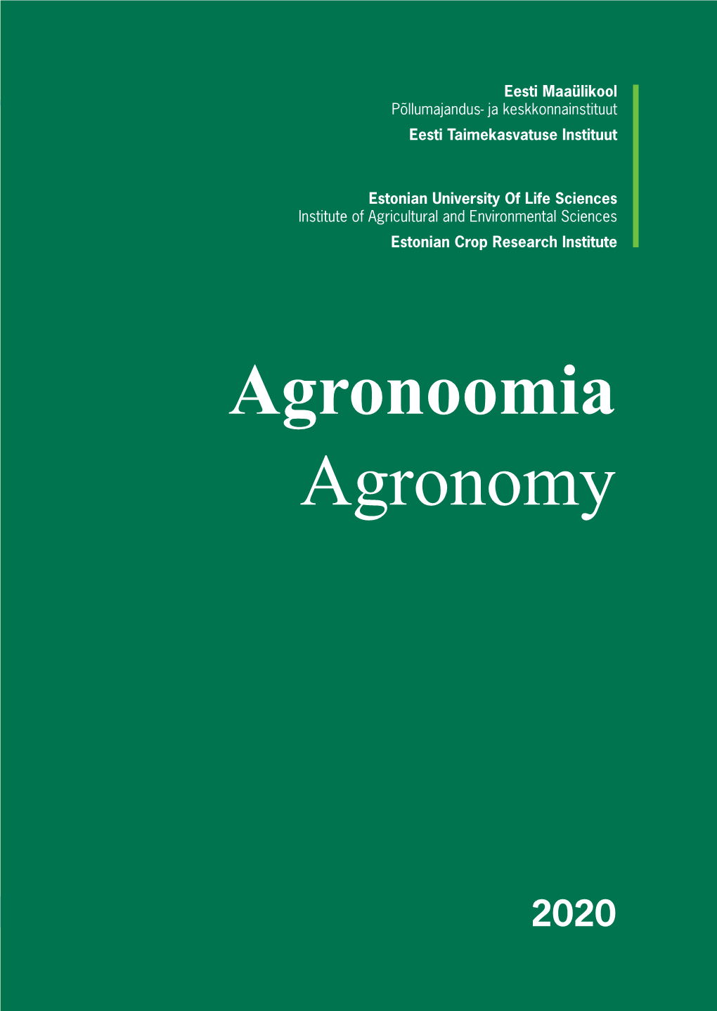 AGRONOOMIA 2020 Agronomy 2020