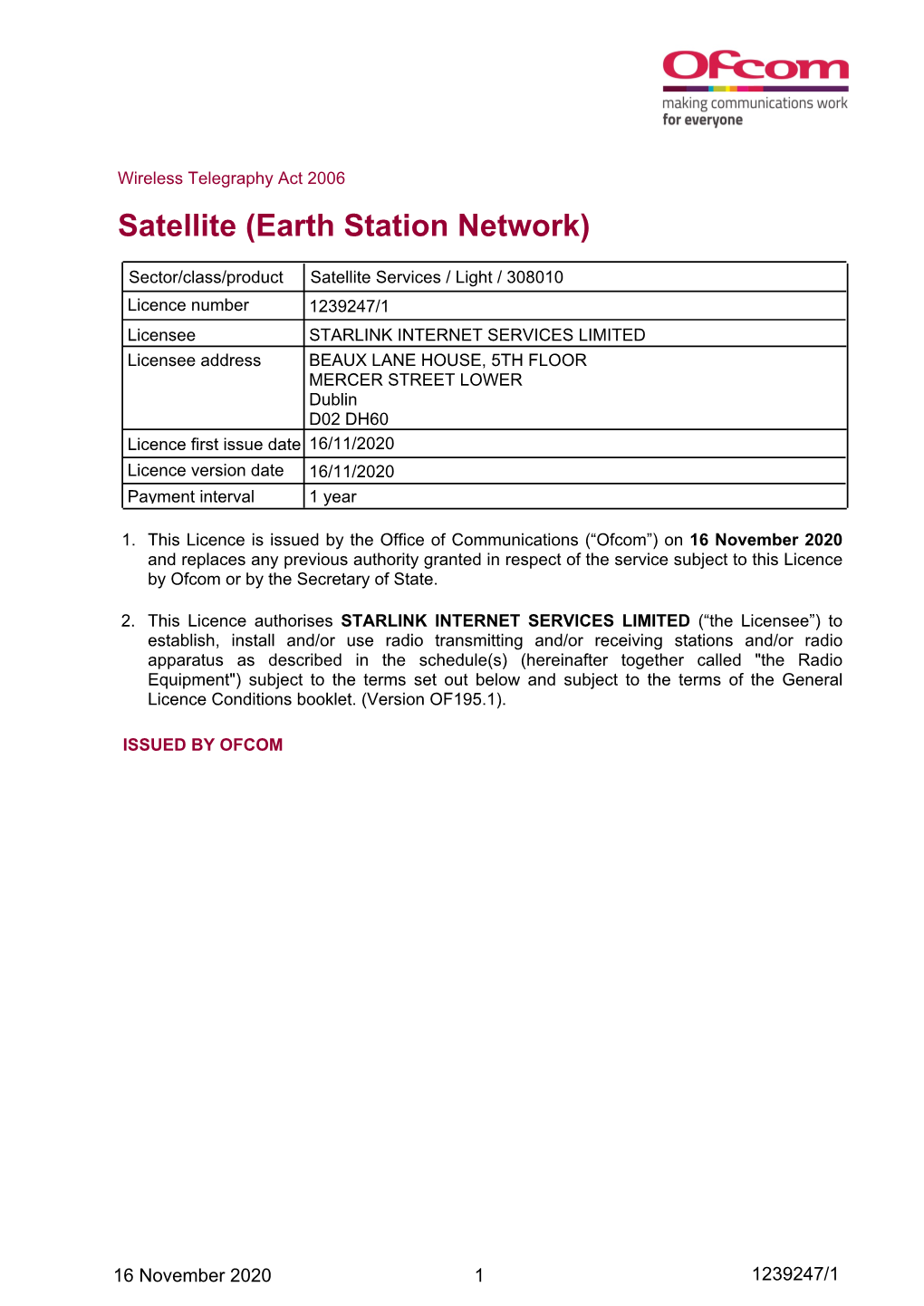 Satellite (Earth Station Network)