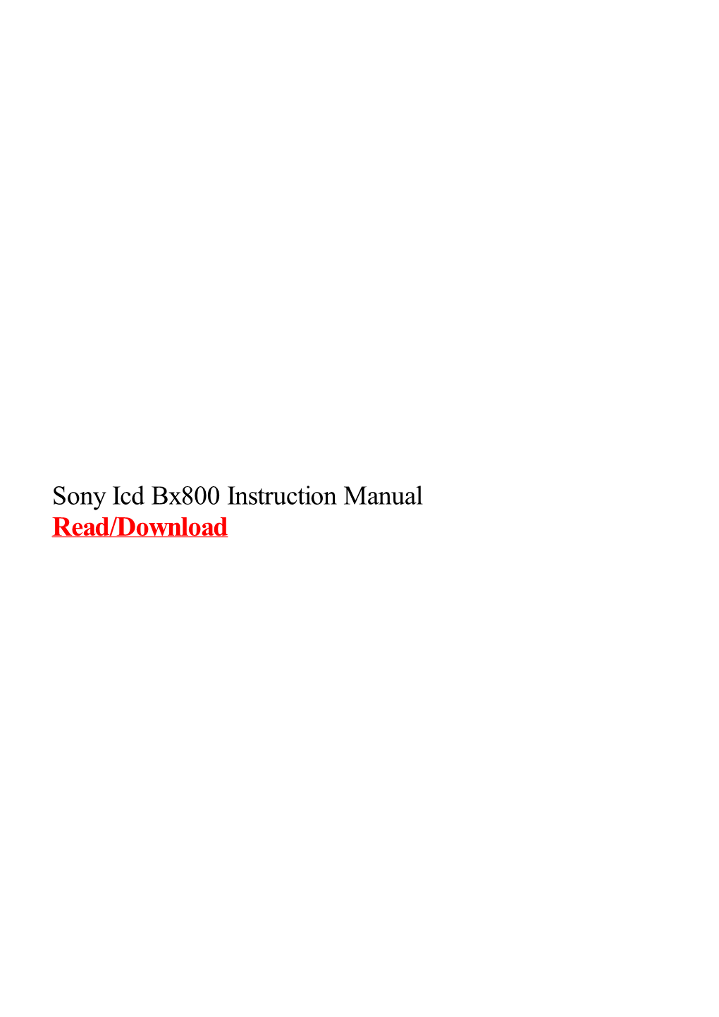 Sony Icd Bx800 Instruction Manual