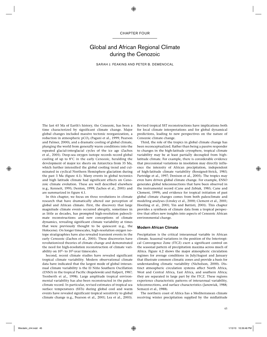 Global and African Regional Climate During the Cenozoic