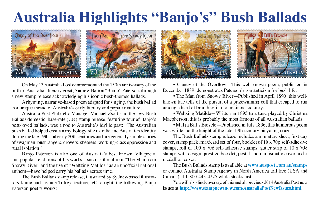 Australia Highlights “Banjo’S” Bush Ballads