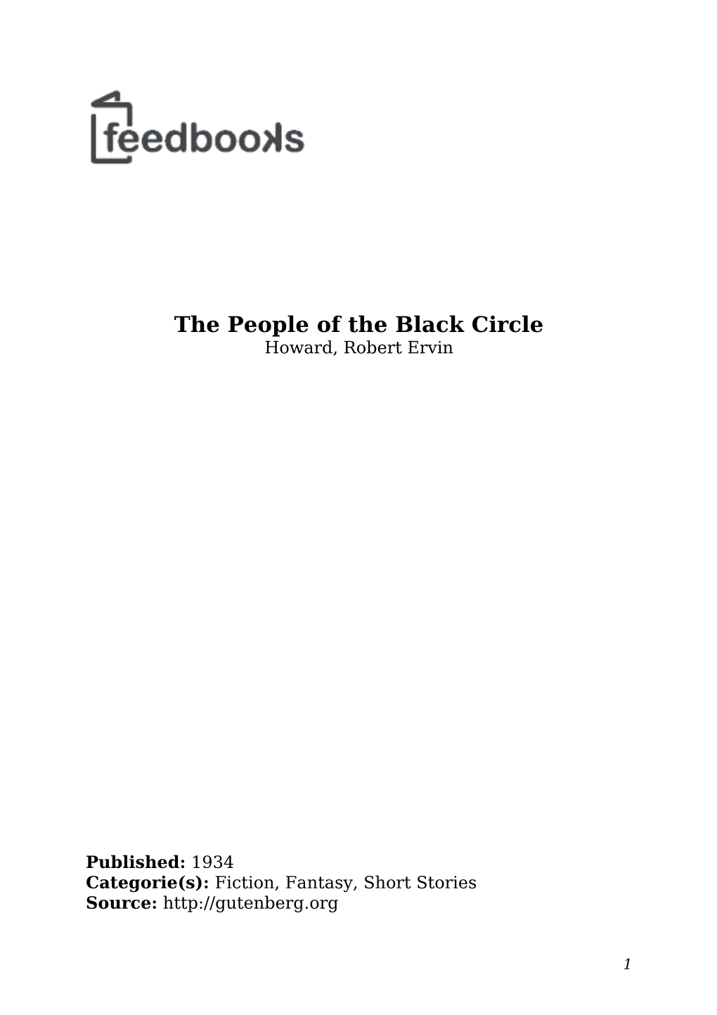 The People of the Black Circle Howard, Robert Ervin