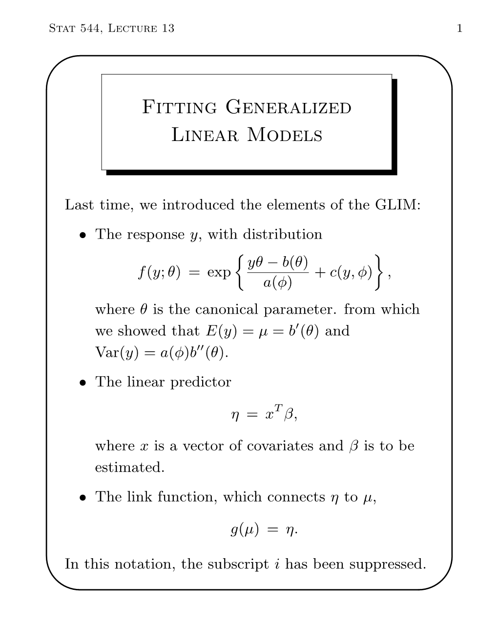 Fitting Generalized Linear Models