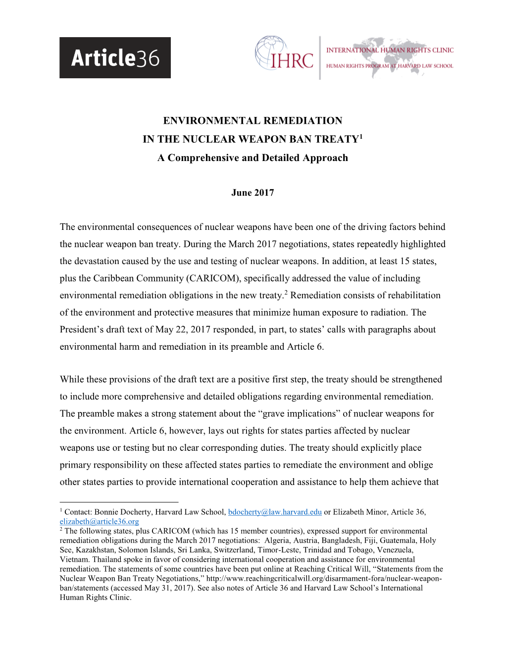 Environmental Remediation in Nuclear Weapon Ban Treaty