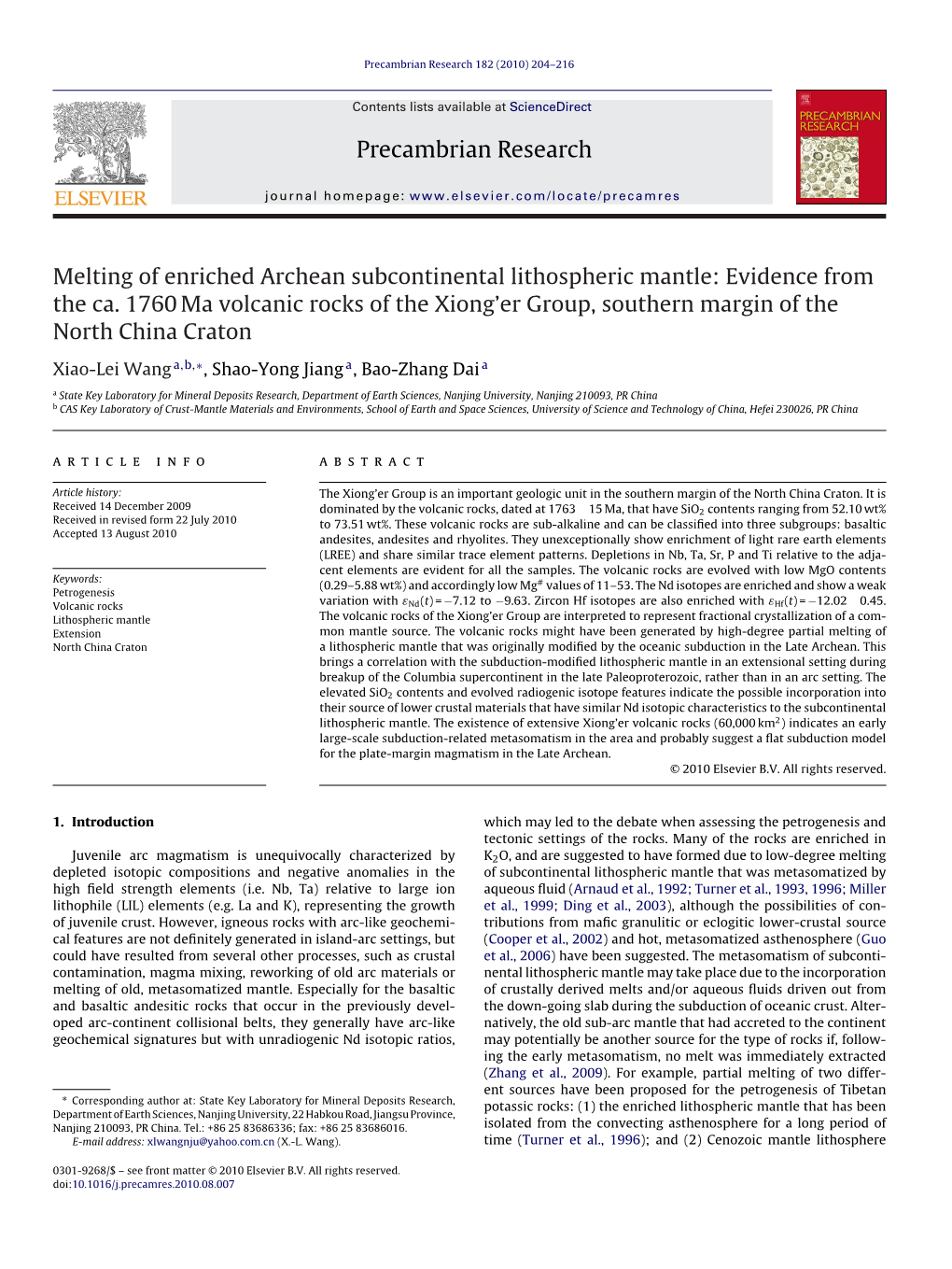 Melting of Enriched Archean Subcontinental Lithospheric Mantle: Evidence from the Ca