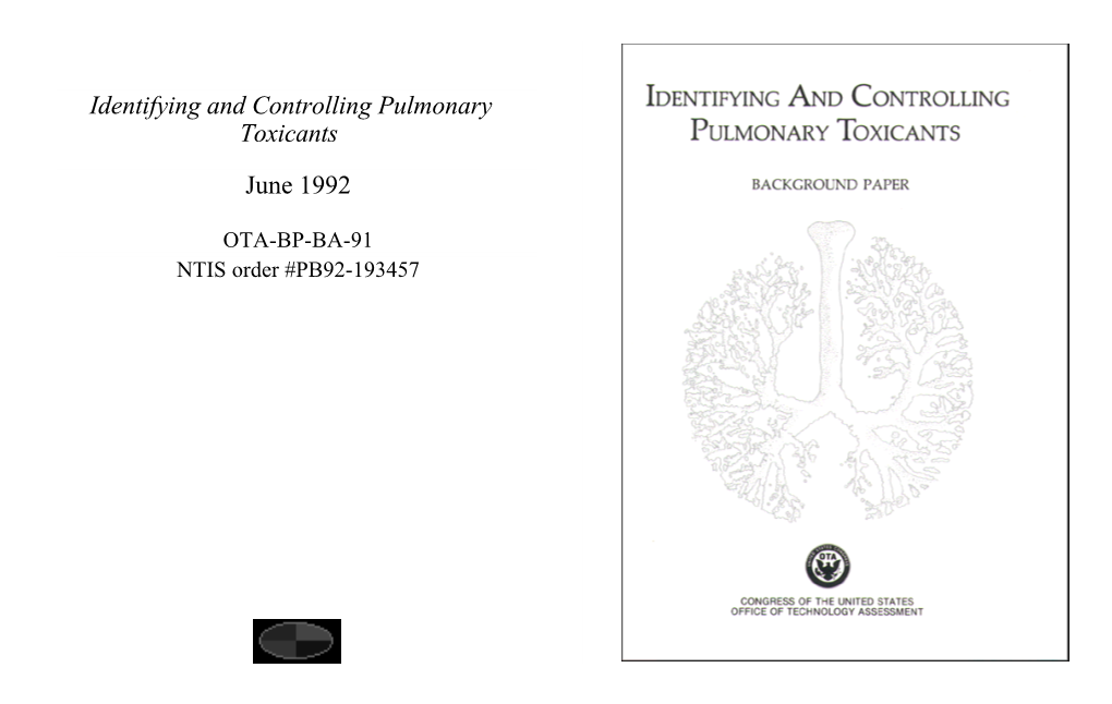 Identifying and Controlling Pulmonary Toxicants