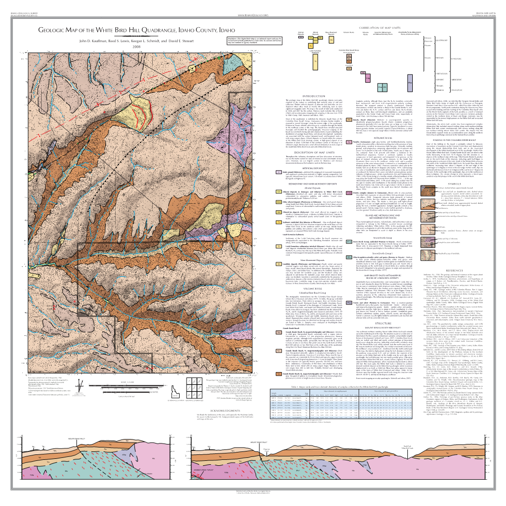 Geologic Map of the White Bird Hill Quadrangle, Idaho County, Idaho