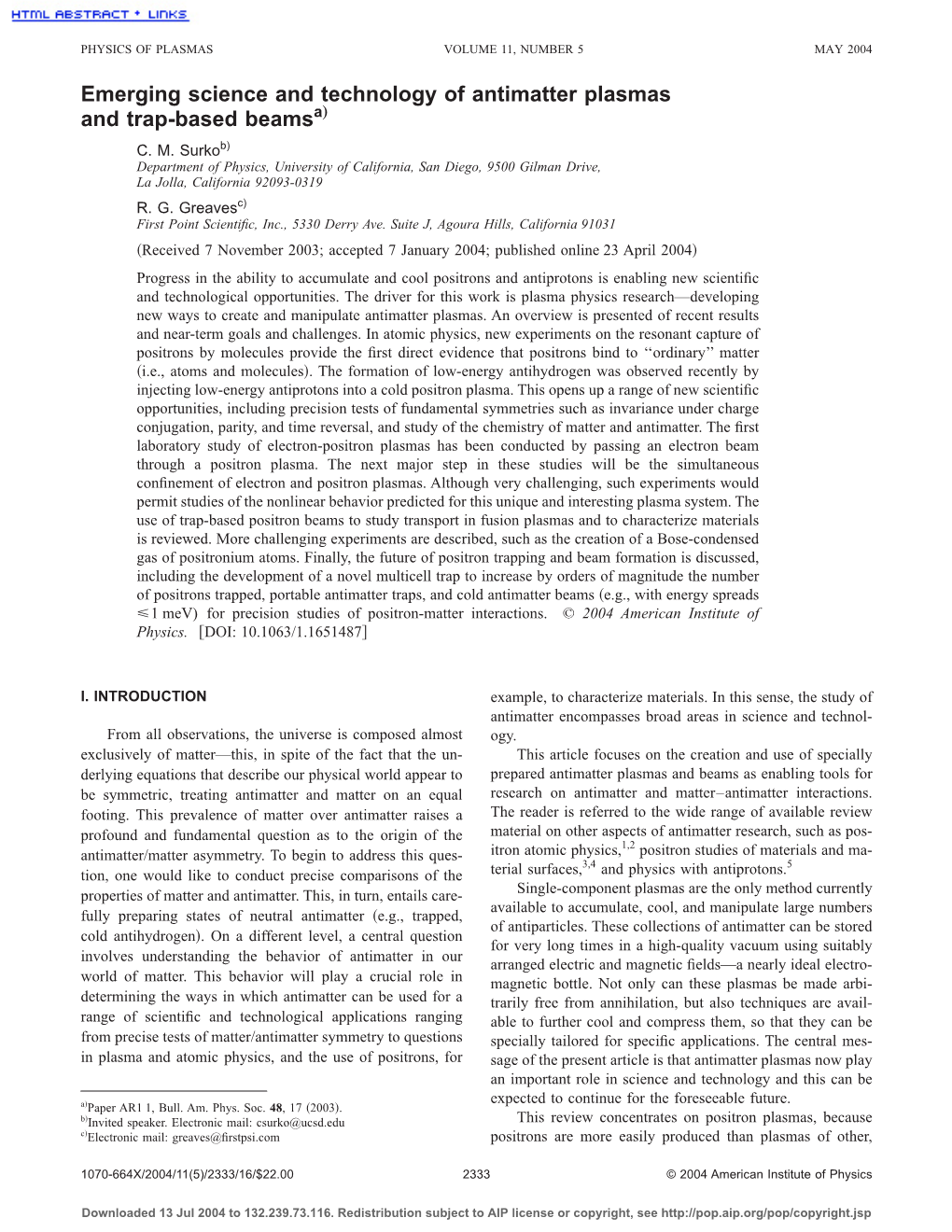 Emerging Science and Technology of Antimatter Plasmas and Trap-Based Beamsa… C