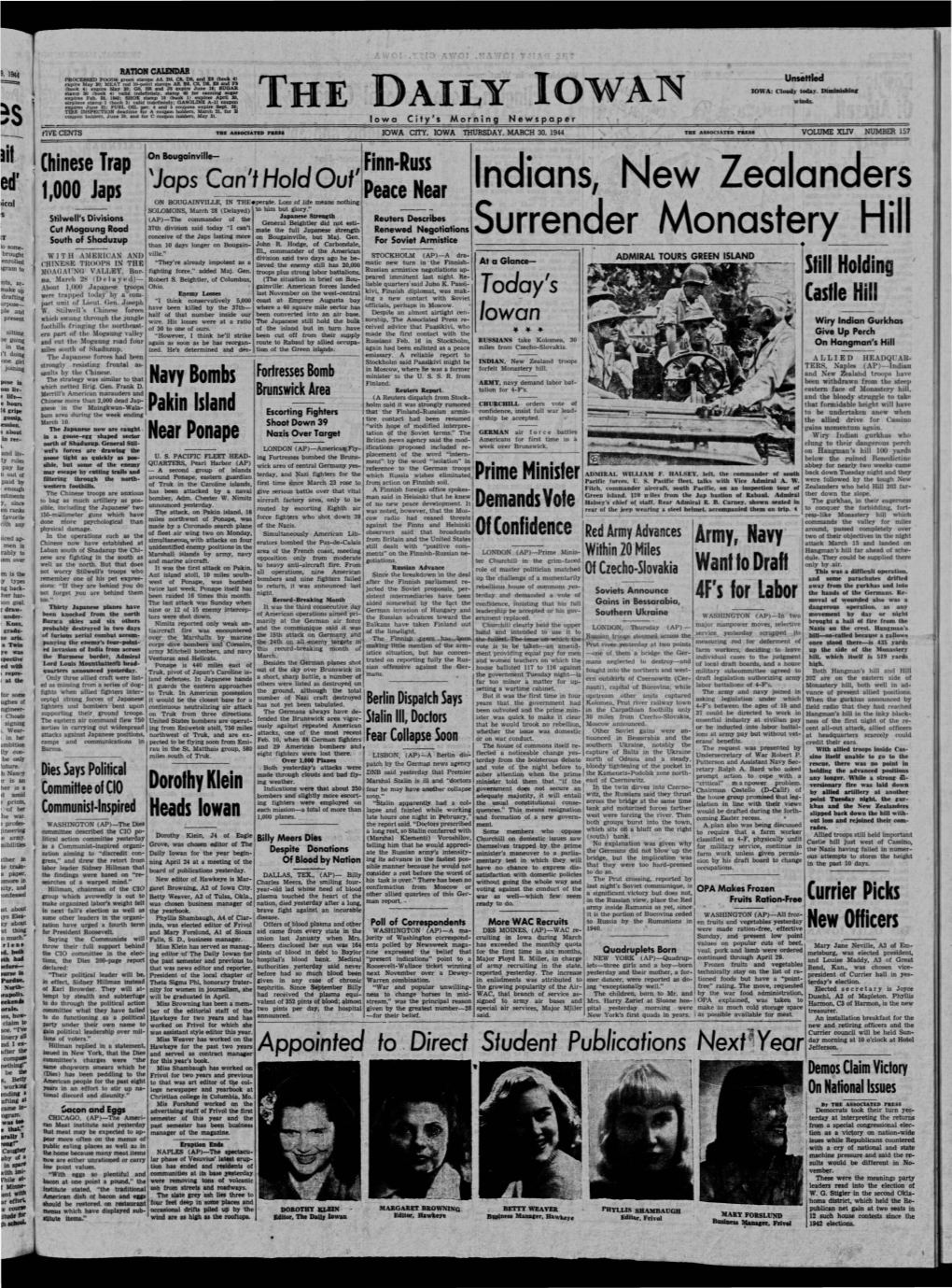 Daily Iowan (Iowa City, Iowa), 1944-03-30