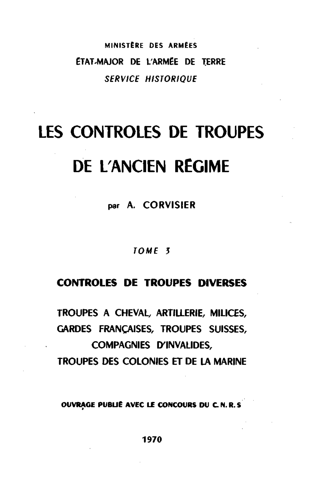 Les Controles De Troupes De L'ancien Régime