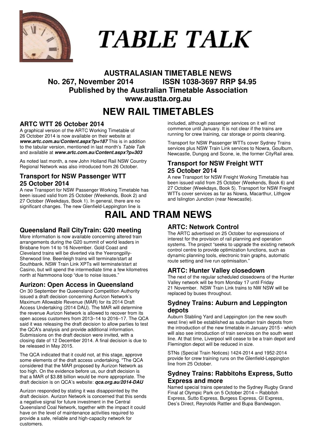 New Rail Timetables Rail and Tram News