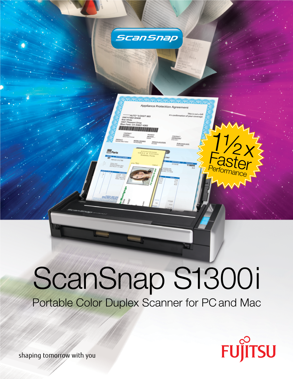 Scansnap S1300i Portable Color Duplex Scanner for PC and Mac Stack