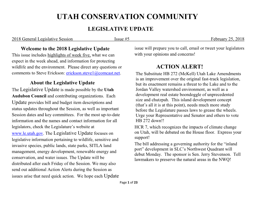 Utah Conservation Community Legislative Update