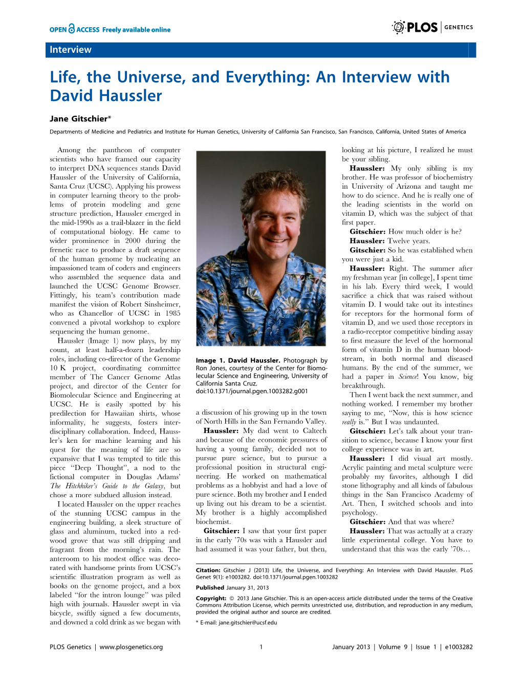 An Interview with David Haussler