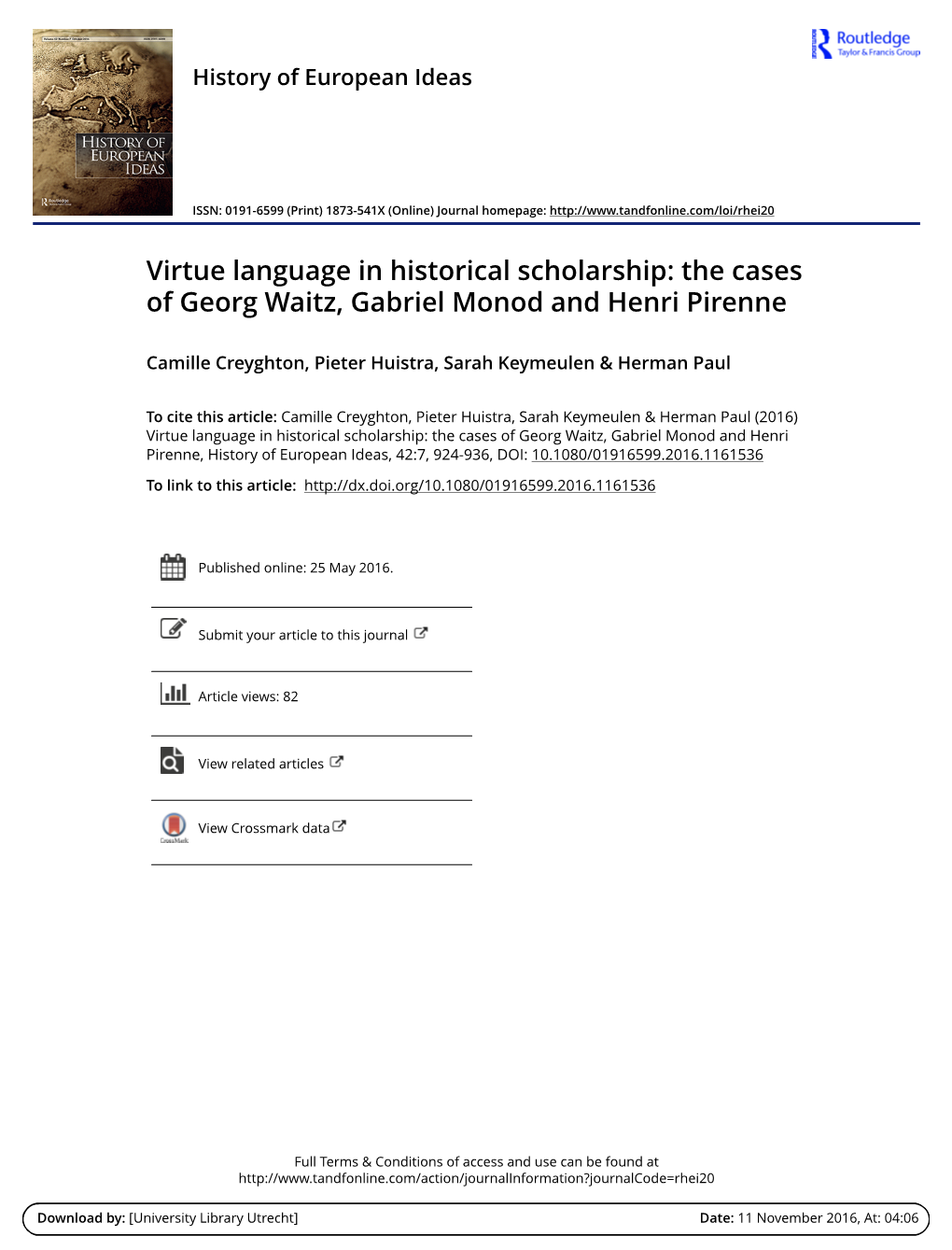 The Cases of Georg Waitz, Gabriel Monod and Henri Pirenne