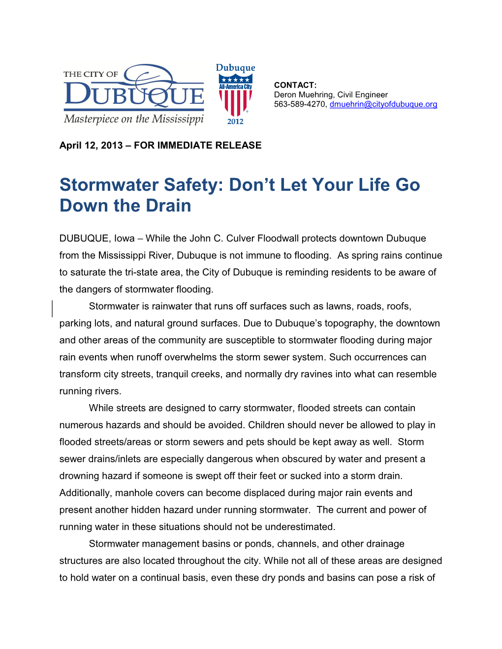 Stormwater Safety: Don't Let Your Life Go Down the Drain