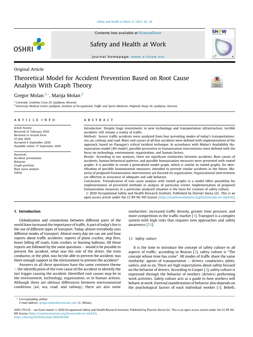 Theoretical Model for Accident Prevention Based on Root Cause Analysis with Graph Theory