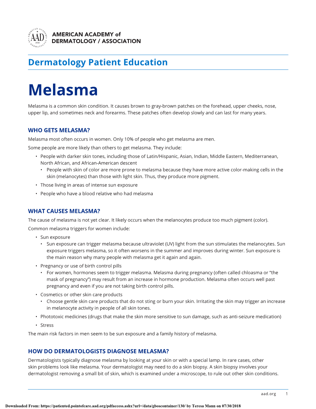 Melasma Melasma Is a Common Skin Condition