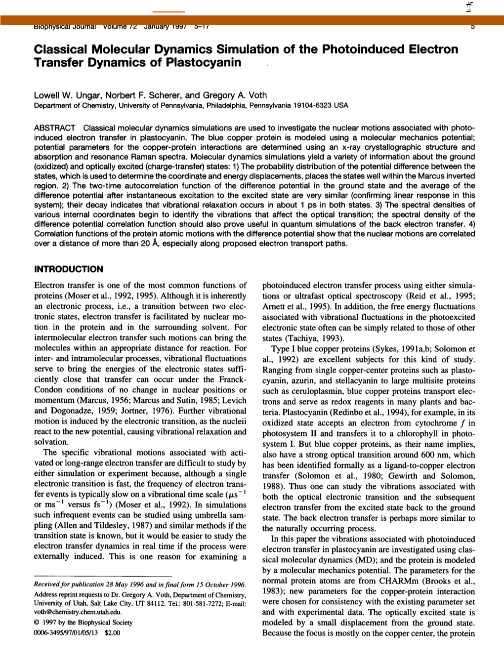 Classical Molecular Dynamics Simulation of the Photoinduced Electron Transfer Dynamics of Plastocyanin