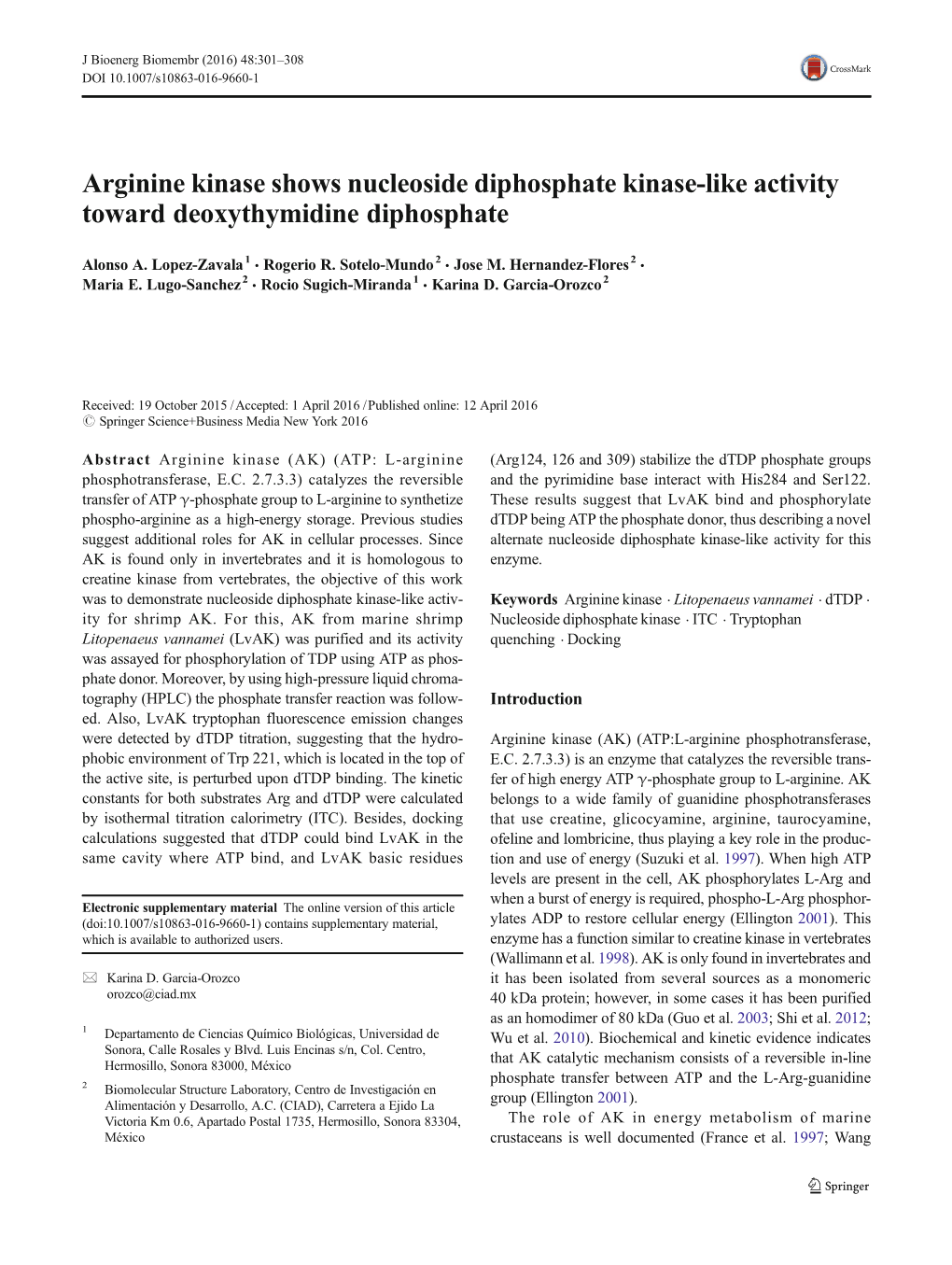 Arginine Kinase Shows Nucleoside Diphosphate Kinase-Like Activity Toward Deoxythymidine Diphosphate
